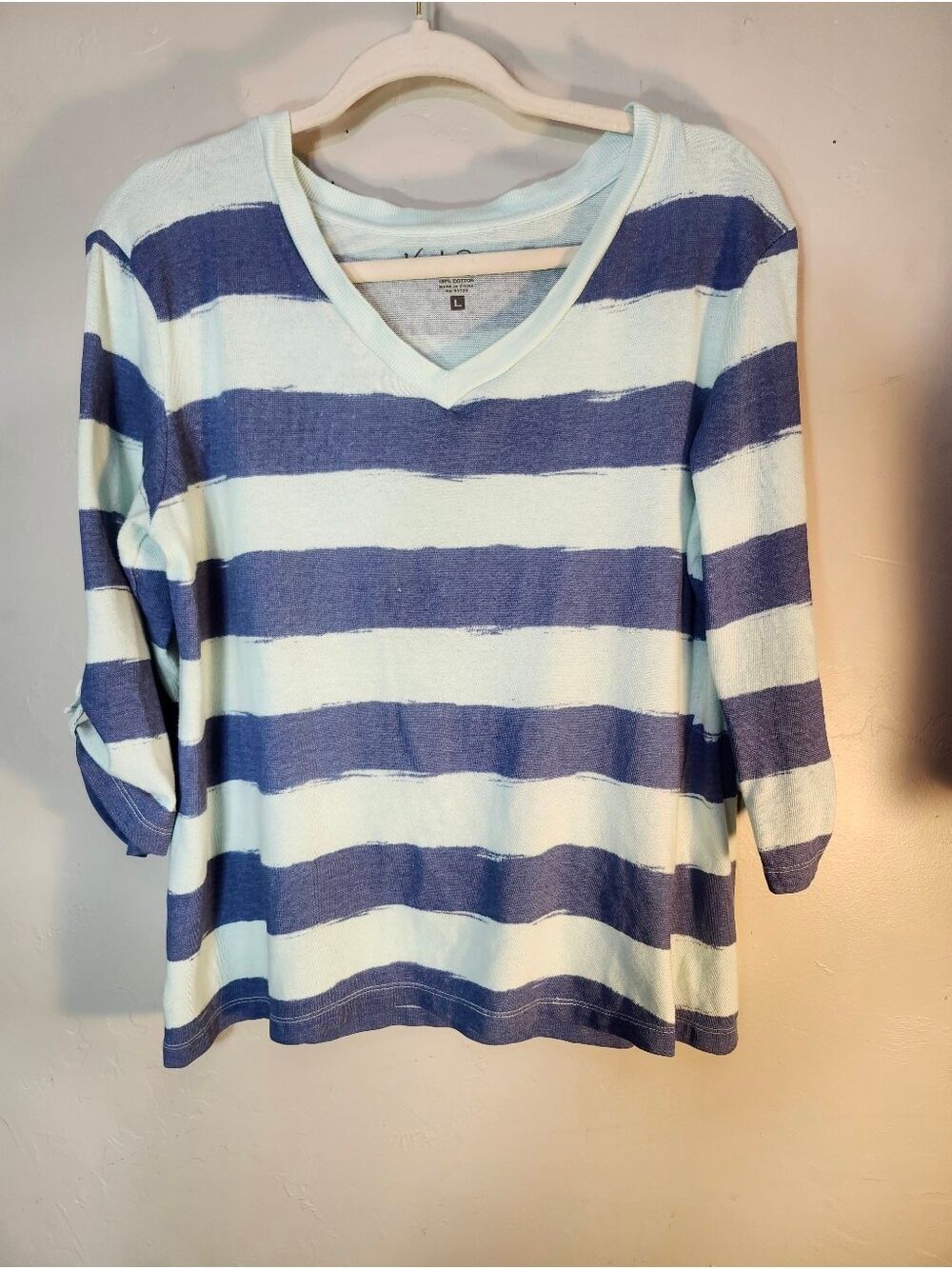 North River Outfitters Light Blue & Navy 100% Cotton